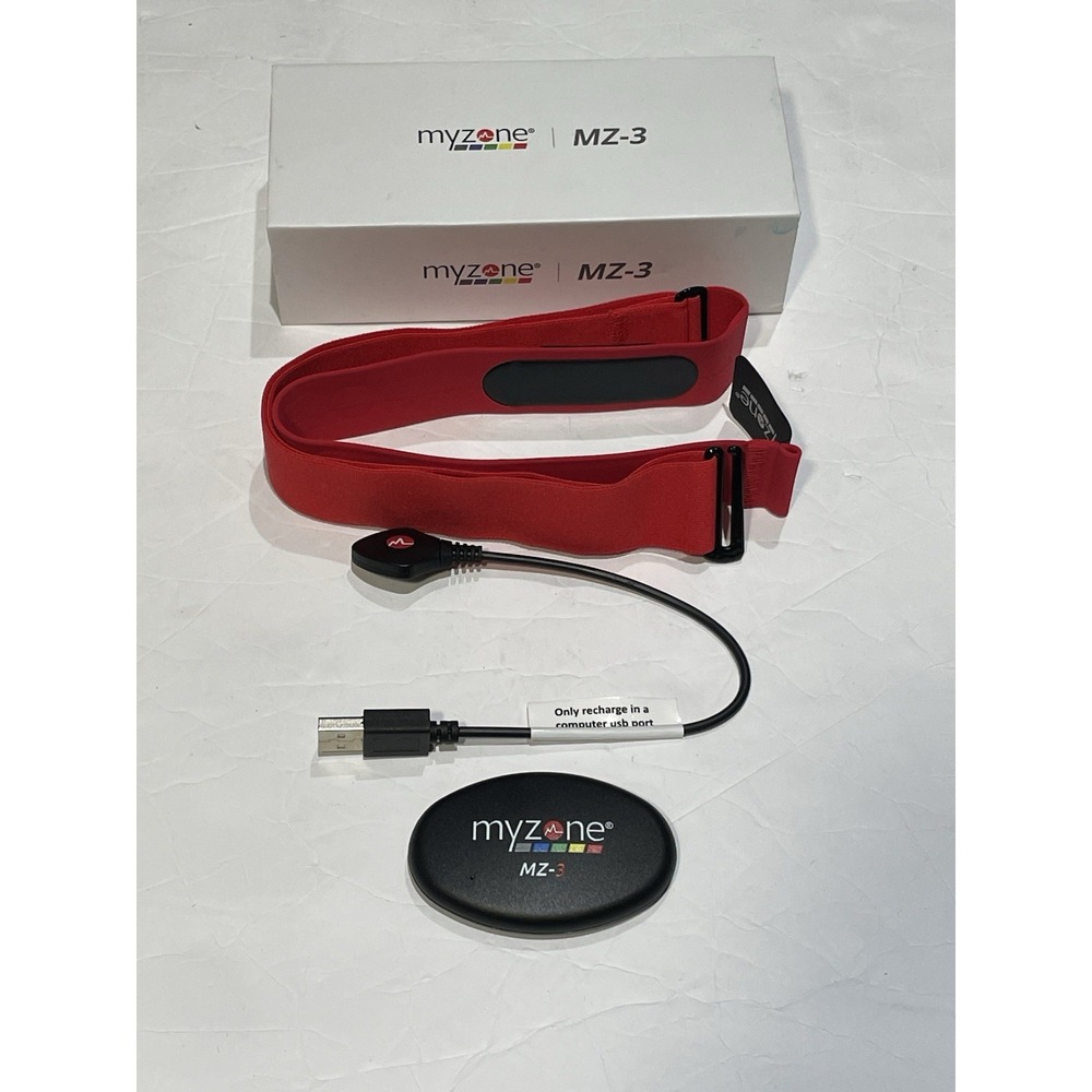 Myzone MZ-3 Bluetooth Chest Strap Heart Rate Monitor Set w/ USB Cable Red